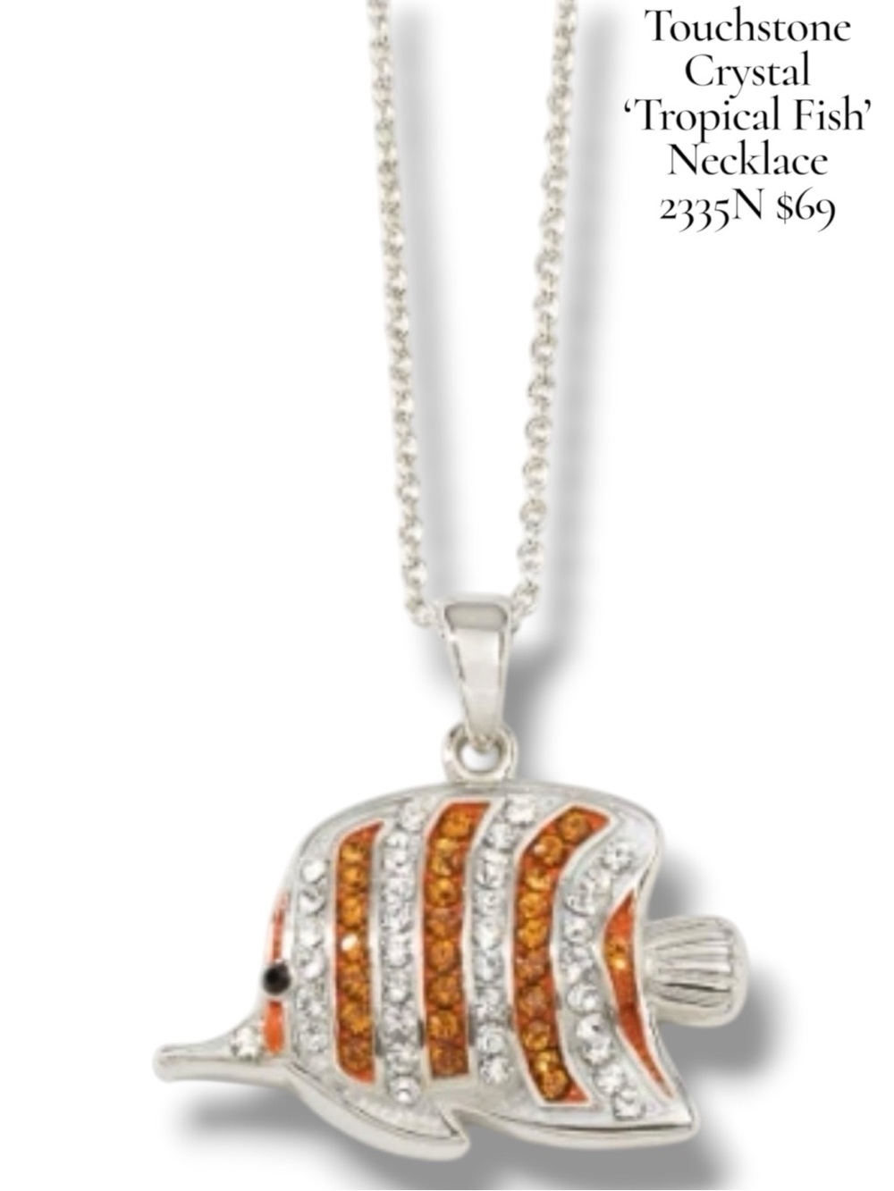 Touchstone Crystal by Swarovski Tropical Fish Necklace Light Amber 2335N NWT